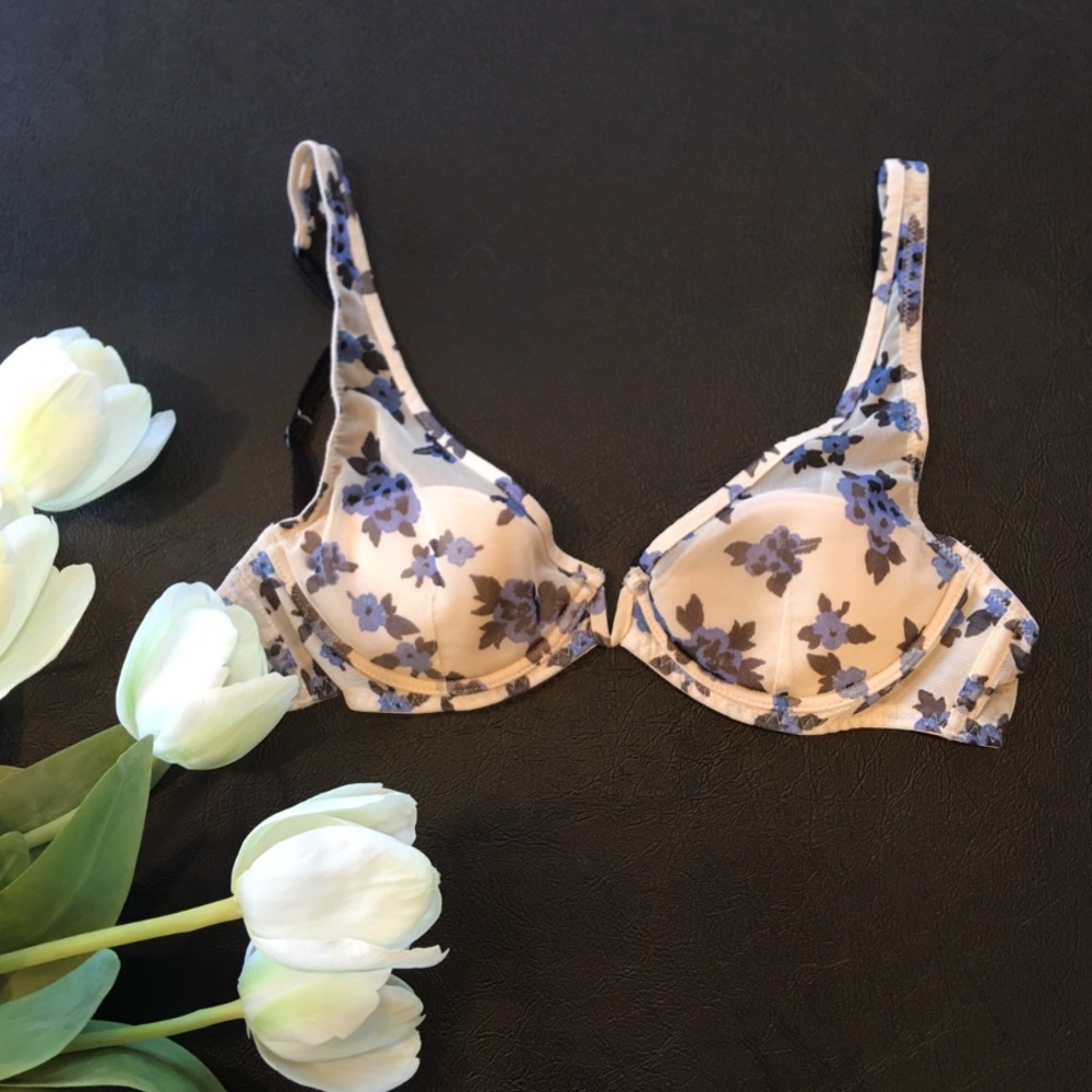 FREE PEOPLE- Blue Floral Demi Cup Soft Bra- 32B